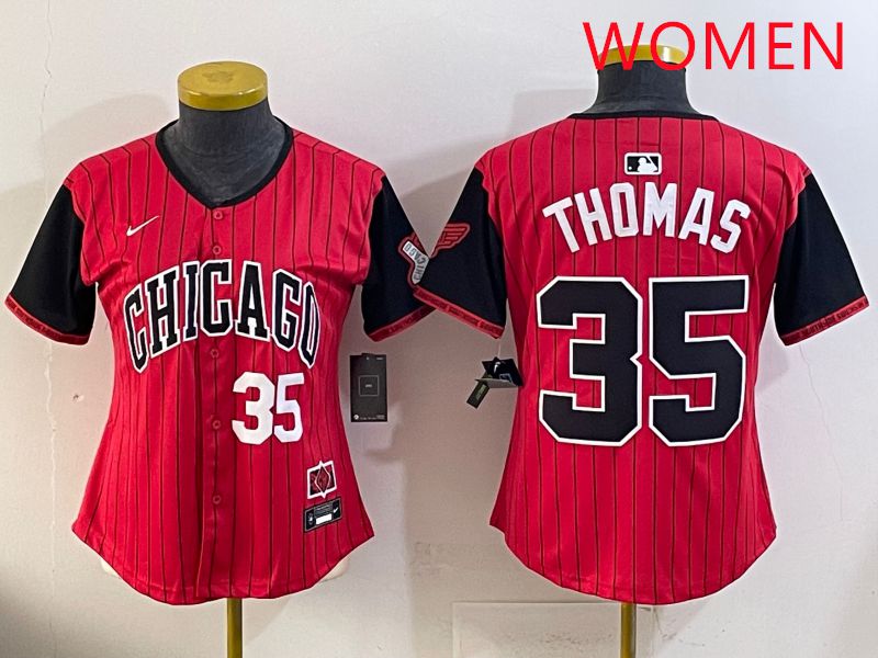 Women 2025 Chicago White Sox #35 Thomas Red Joint Name Nike MLB Jersey style 2->women mlb jersey->Women Jersey